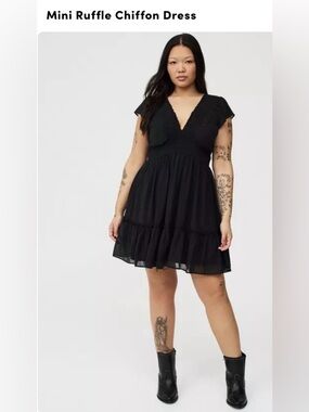 Torrid Mini Chiffon Ruffled Sleeve Tiered Dress